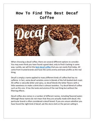 How To Find The Best Decaf Coffee