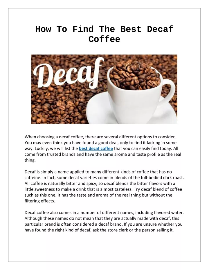 how to find the best decaf coffee