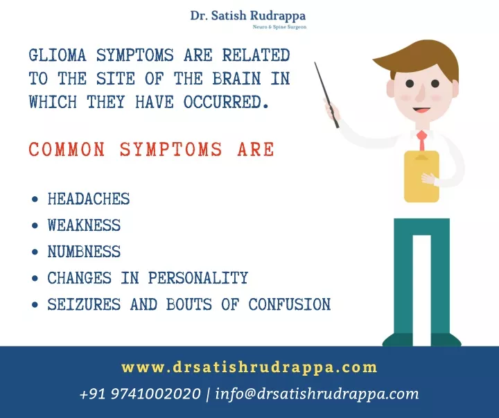 glioma symptoms are related to the site