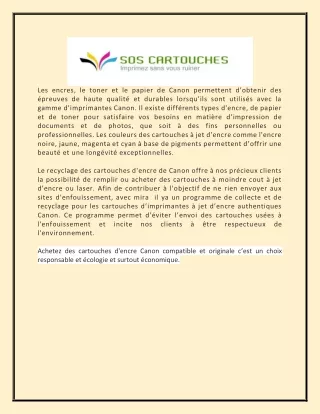 les encres le toner et le papier de canon