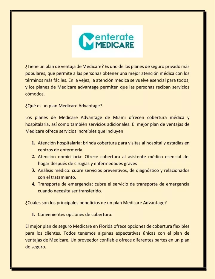 tiene un plan de ventaja de medicare