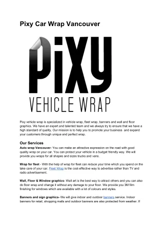Pixy Carwrap Vancouver