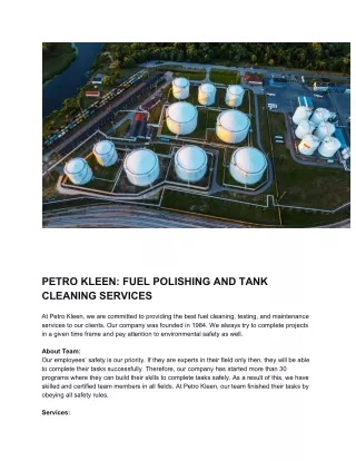 petro kleen fuel polishing and tank cleaning