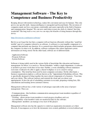 Management Software - The Key to Competence and Business Productivity