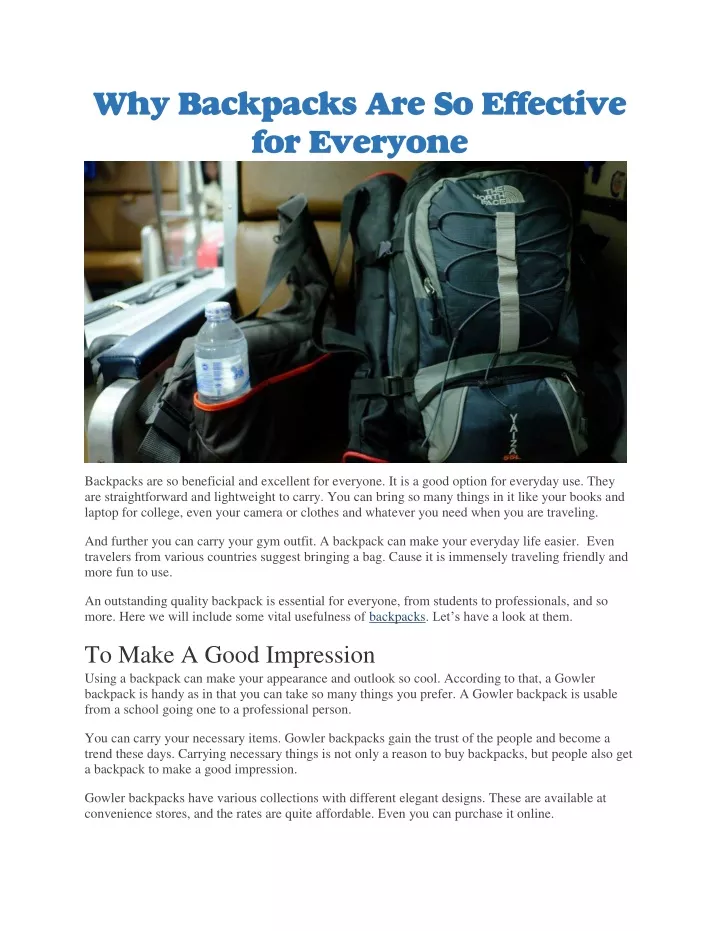 why backpacks are so effective for everyone