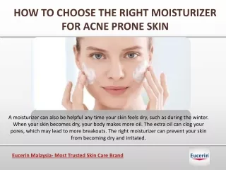 How To Choose Best Moisturizer For Acne Prone Skin