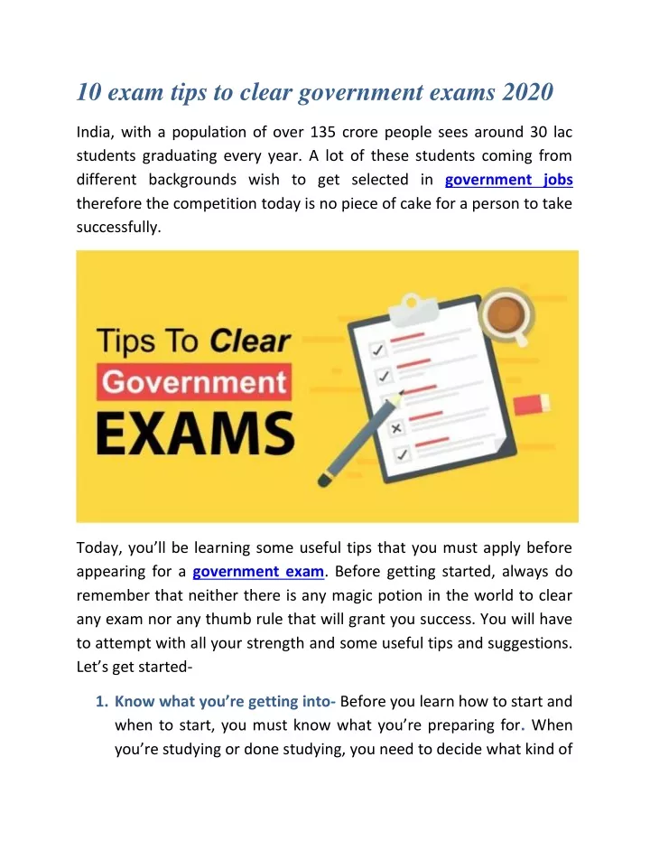 10 exam tips to clear government exams 2020