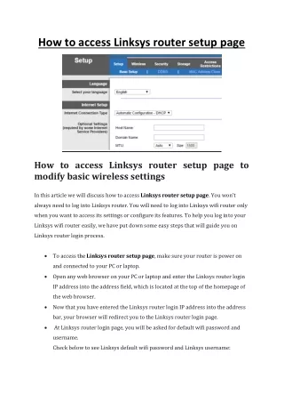 Ppt How To Do Linksys Re Setup Powerpoint Presentation Free Download Id