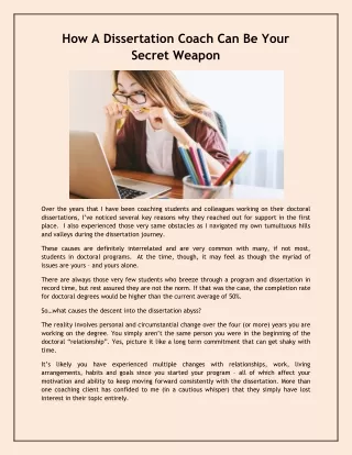 how a dissertation coach can be your secret weapon