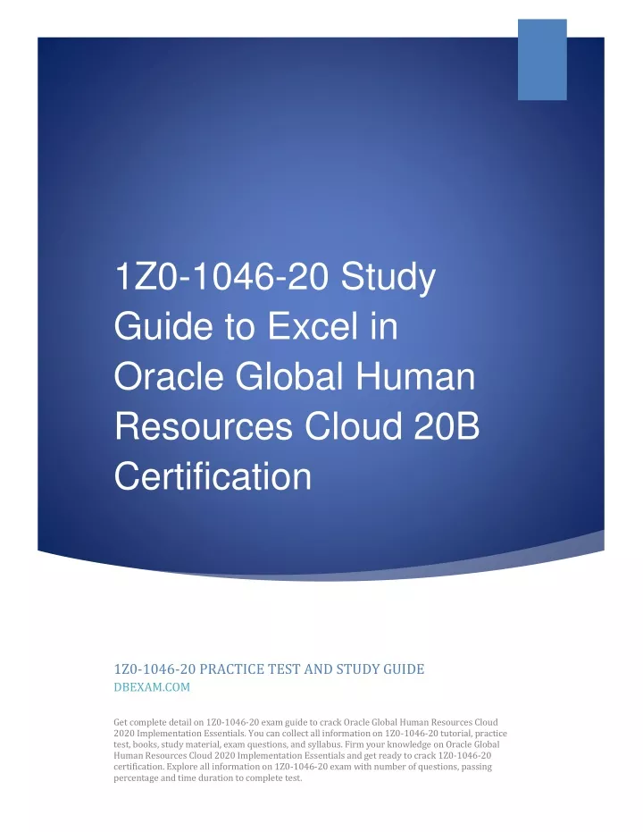 1z0 1046 20 study guide to excel in oracle global