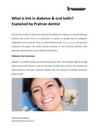 What is link in diabetes & oral halth? Explained by Prahran dentist
