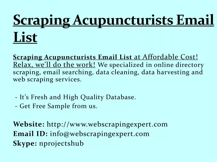 scraping acupuncturists email list