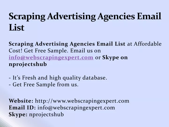 scraping advertising agencies email list