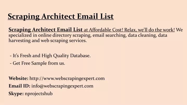 scraping architect email list