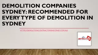 Demolition Companies Sydney: