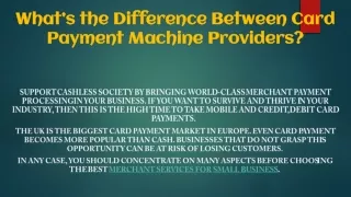 what s the difference between card payment machine providers