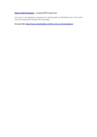 ruby on rails developer leading ror programmer