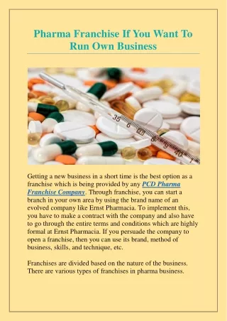 Pharma Franchise If You Want To Run Own Business