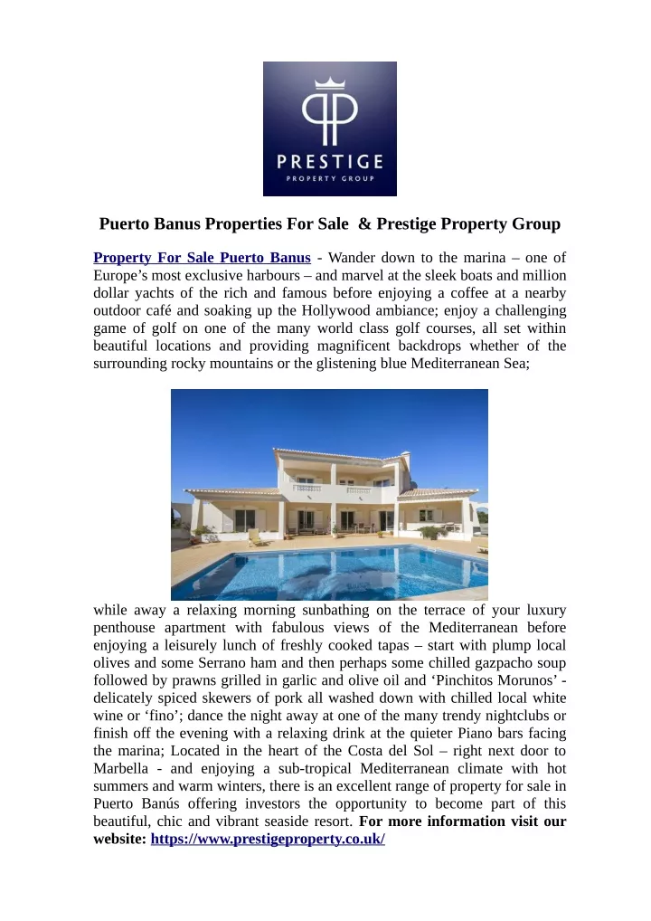 puerto banus properties for sale prestige