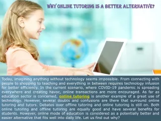 Why Online Tutoring is a Better Alternative?