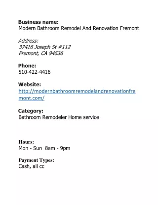 Modern Bathroom Remodel And Renovation Fremont