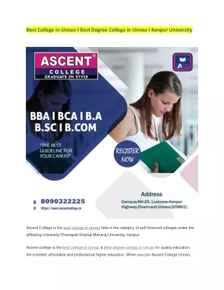 BEST COLLEGE IN UNNAO I BEST DEGREE COLLEGE IN UNNAO | ASCENT COLLEGE