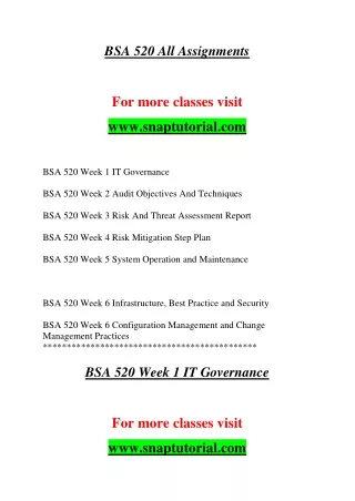 BSA 520  Education for Service--tutorialrank.com