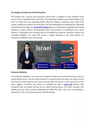 our budget friendly israel vps hosting plans