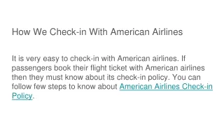 American Airlines  check-in policy