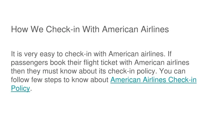 how we check in with american airlines