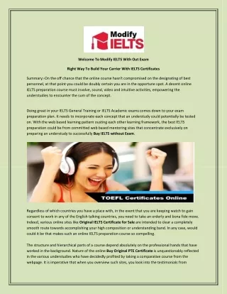 Right Way To Build Your Carrier With IELTS Certificates