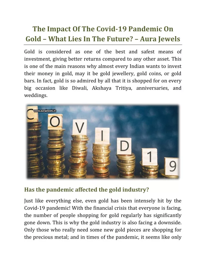 the impact of the covid 19 pandemic on gold what