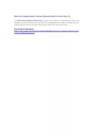 when your company needs to recruit a recruiter