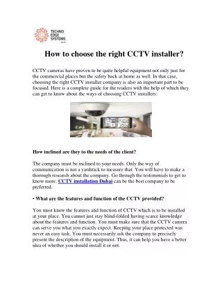 how to choose the right cctv installer cctv