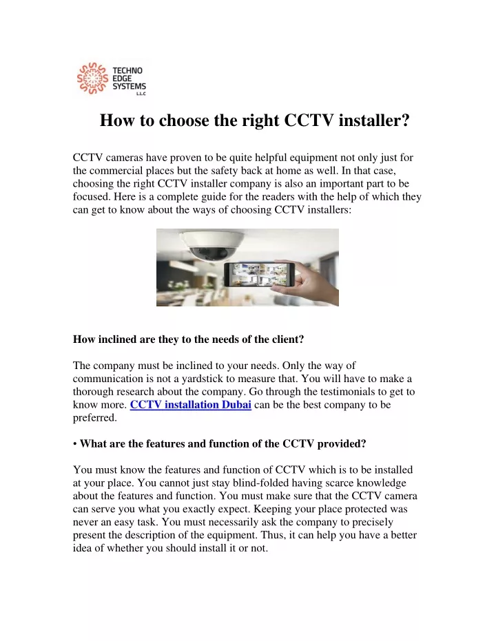how to choose the right cctv installer cctv