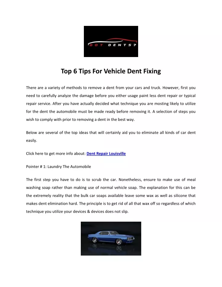 top 6 tips for vehicle dent fixing