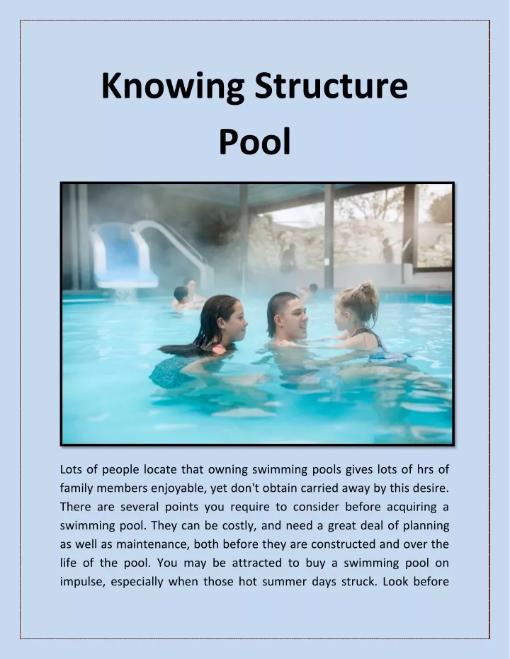 knowing structure pool