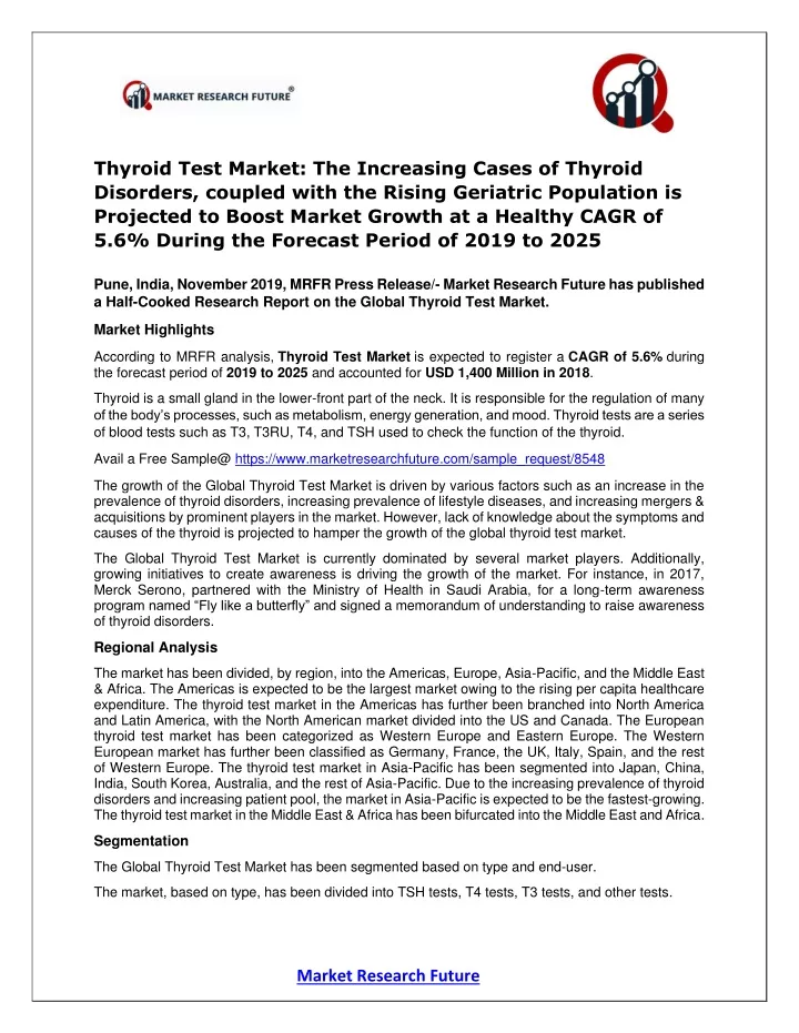 thyroid test market the increasing cases