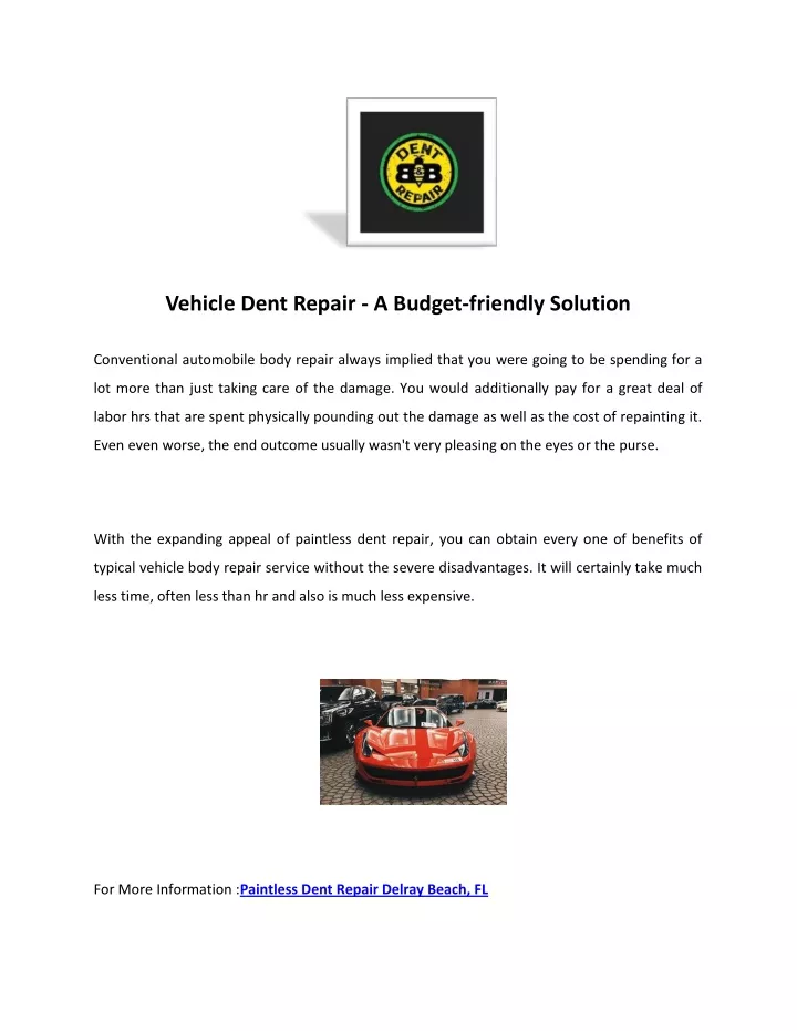 vehicle dent repair a budget friendly solution