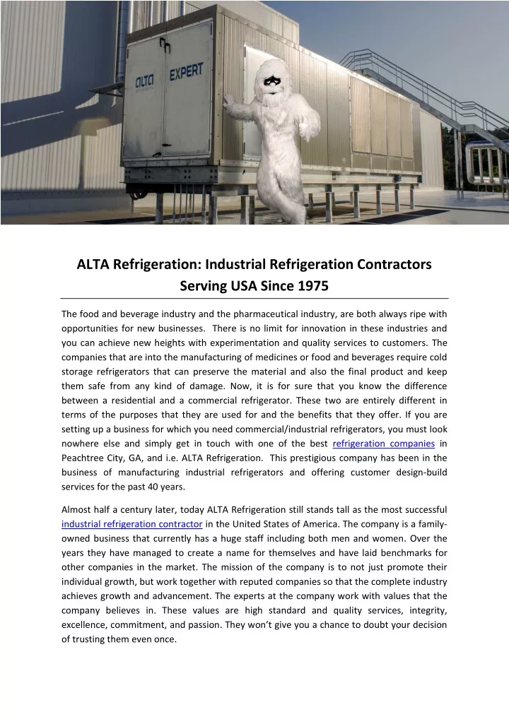 alta refrigeration industrial refrigeration