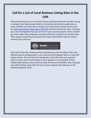 call for a list of local business listing sites