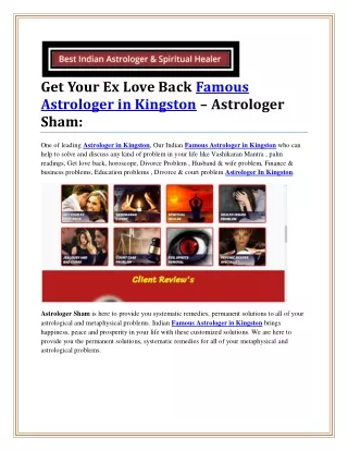 Get Your Ex Love Back Famous Astrologer in Kingston – Astrologer Sham: