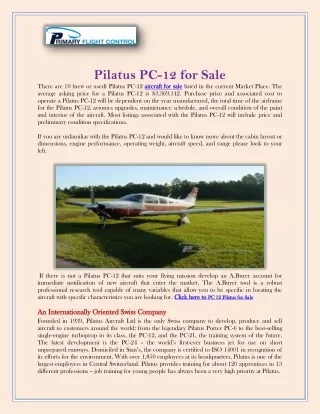 Pilatus PC-12 for Sale