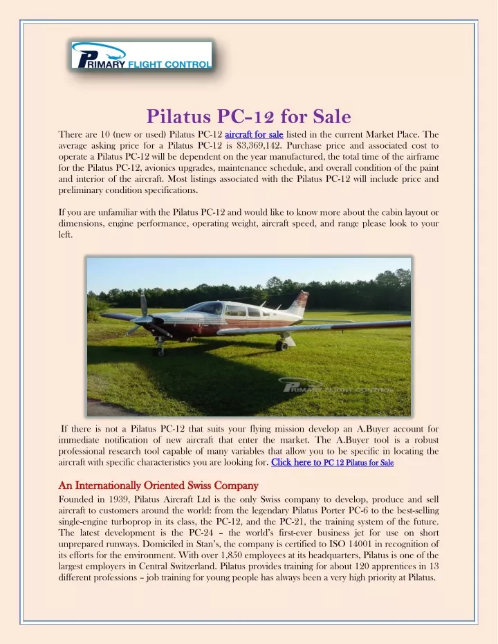 pilatus pc 12 for sale there are 10 new or used