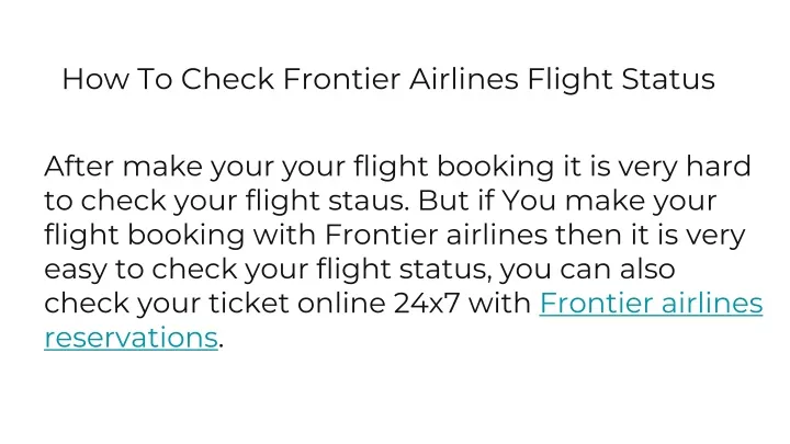 how to check frontier airlines flight status