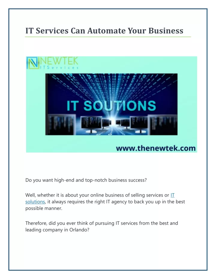 it services can automate your business