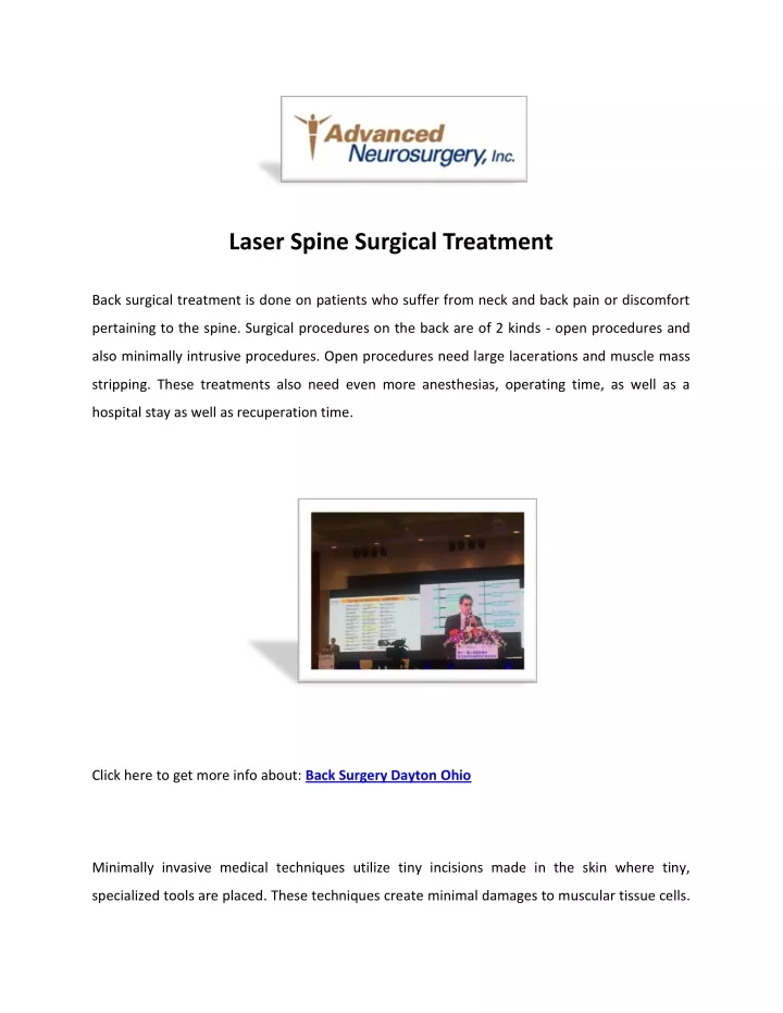 laser spine surgical treatment
