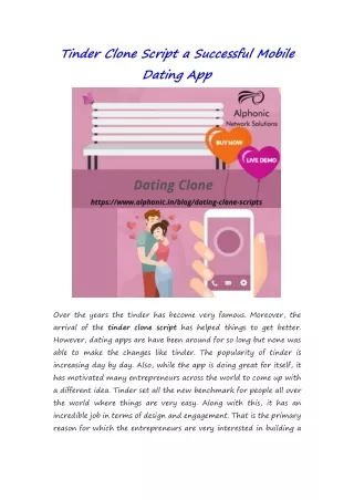 Tinder Clone Script a Successful Mobile Dating App