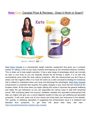 Keto Easy Canada Price & Reviews - Does it Work or Scam?