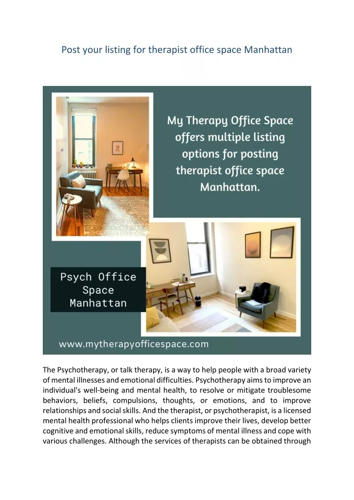 post your listing for therapist office space